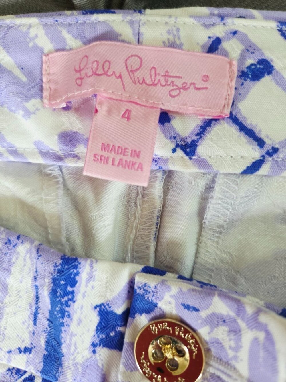 Lilly Pulitzer Kelly Skinny Ankle Pants Lilac Verben Rock the Dock Print Size 4 - Picture 3 of 8